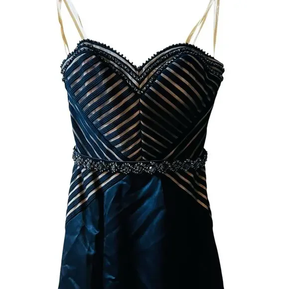 COLORS Formal Strapless A Line Maxi Dress Size 4 NWT Style 1578 Navy Blue - Picture 3 of 12